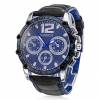 Men's Blue Sporty Quartz Analog Big Dial Wrist Watch with Leather Band Black OEM MSQABDWWLBB